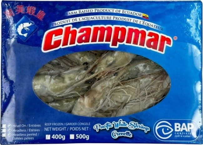 30/40 CHAMPMAR WHITE SHRIMP HO 400G 有頭白蝦